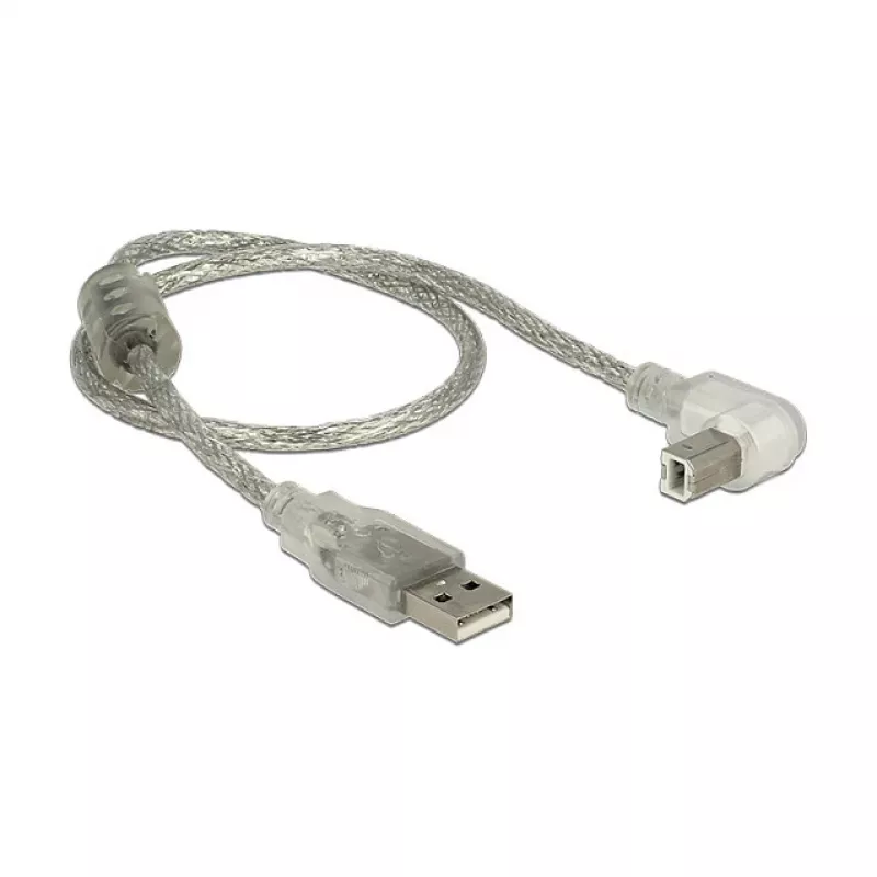 USB kábel DeLOCK 84811 USB 2.0 0,5 m USB A USB B strieborný transparentný