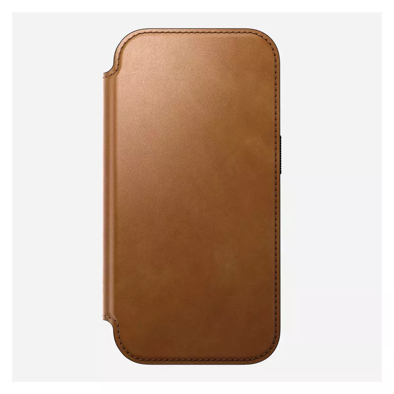 Folio puzdro Nomad Modern Leather Folio pre iPhone 17 Pro, koža + hliník, 6,3 palcov (16 cm), Tan, 3 priehradky na karty