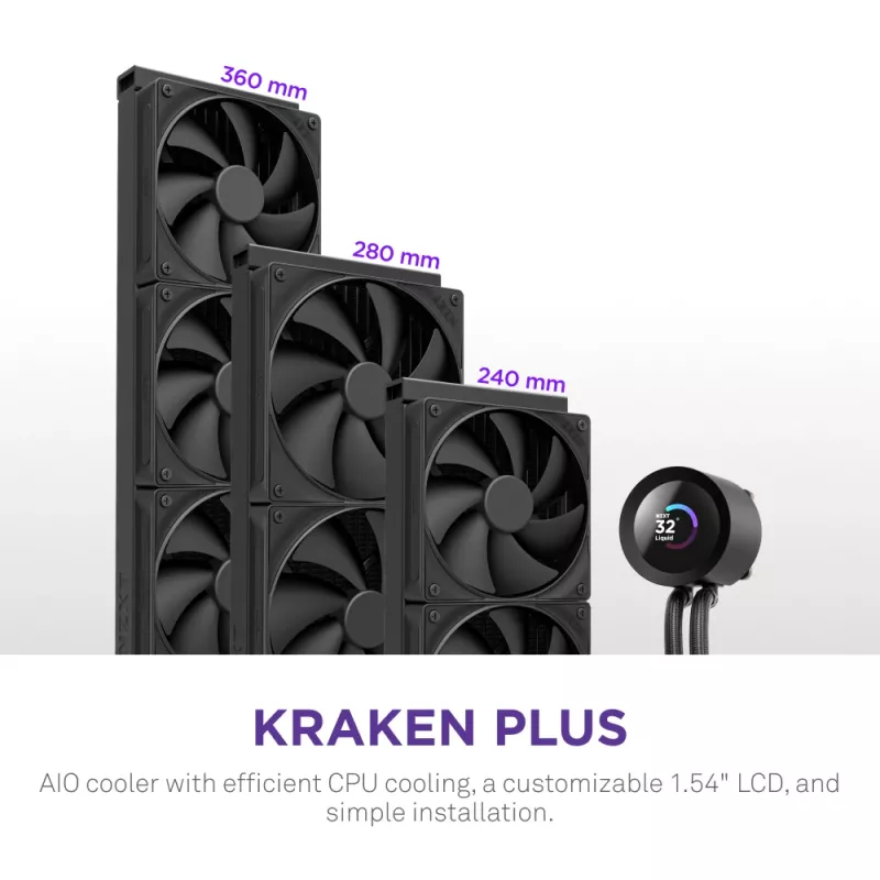All-in-One kvapalinový chladič NZXT Kraken Plus 280 14 cm čierny
