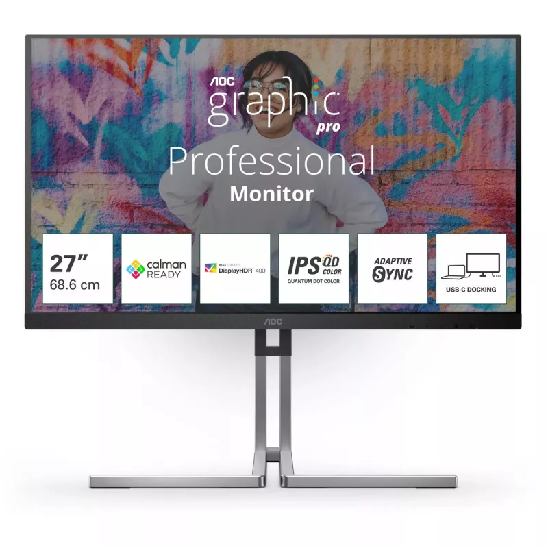 AOC Q27U3CV počítačový monitor 68,6 cm (27 inch) 2560 x 1440 pixelov Quad HD LCD čierny
