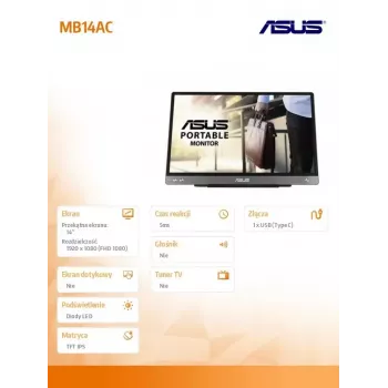 ASUS MB14AC počítačový monitor 35,6 cm (14