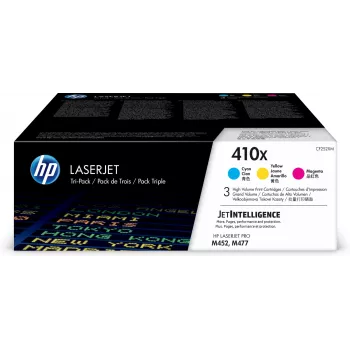 HP 410X 3-balík vysoká výťažnosť azúrová/purpurová/žltá originálne LaserJet tonerové kazety