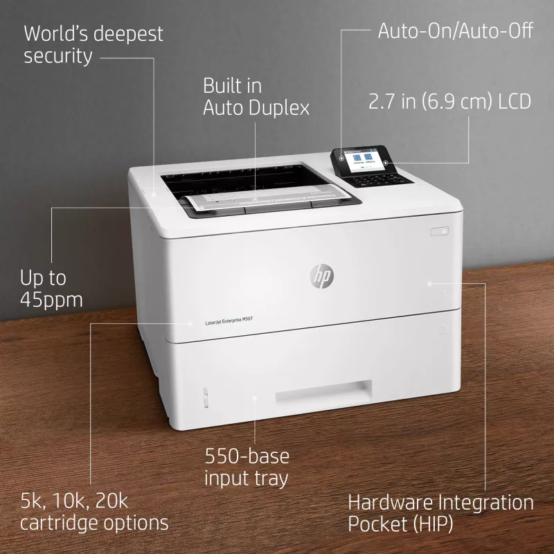 HP LaserJet Enterprise M507dn, laser, 1200 x 1200 DPI, A4, 43 str./min, obojstranná tlač, sieťový