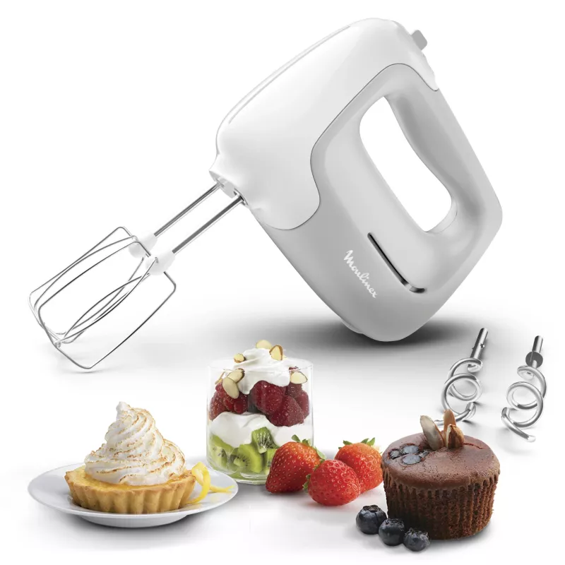 Ručný mixér Tefal Prep'Mix HT450B — 450 W, 5 rýchlostí, turbo, kovové metly, biela