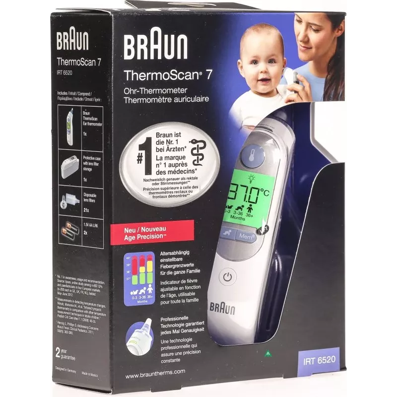 Braun ThermoScan 7 bezkontaktné meranie biela ucho