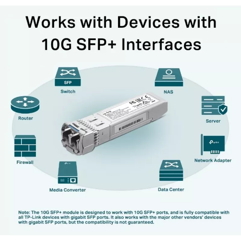 TP-Link 10Gbase-LR SFP+ LC transceiver, optické vlákno, 10000 Mbit/s, SFP+, LC, 9/125 µm, LR