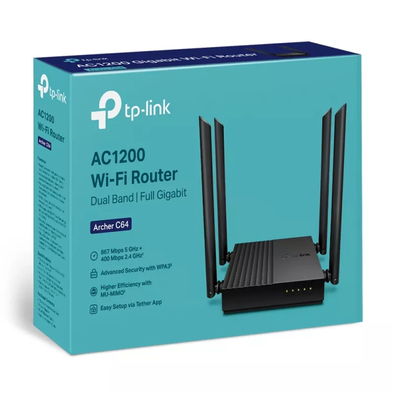 TP-Link Archer C64 WLAN router Gigabit Ethernet dual-band (2,4 GHz / 5 GHz) čierny