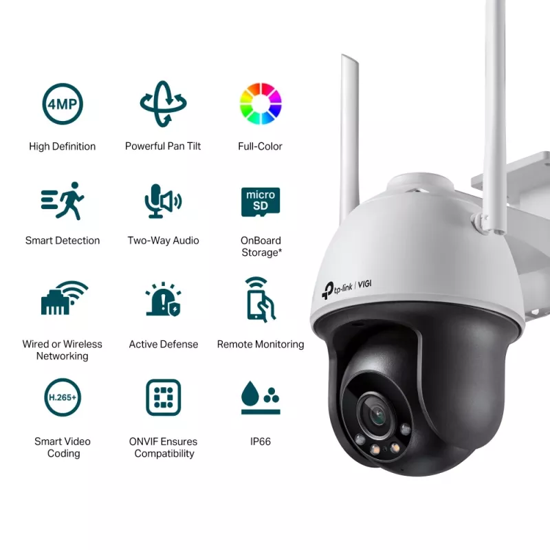 TP-Link VIGI 4MP vonkajšia Full-Color Wi-Fi Pan Tilt sieťová kamera