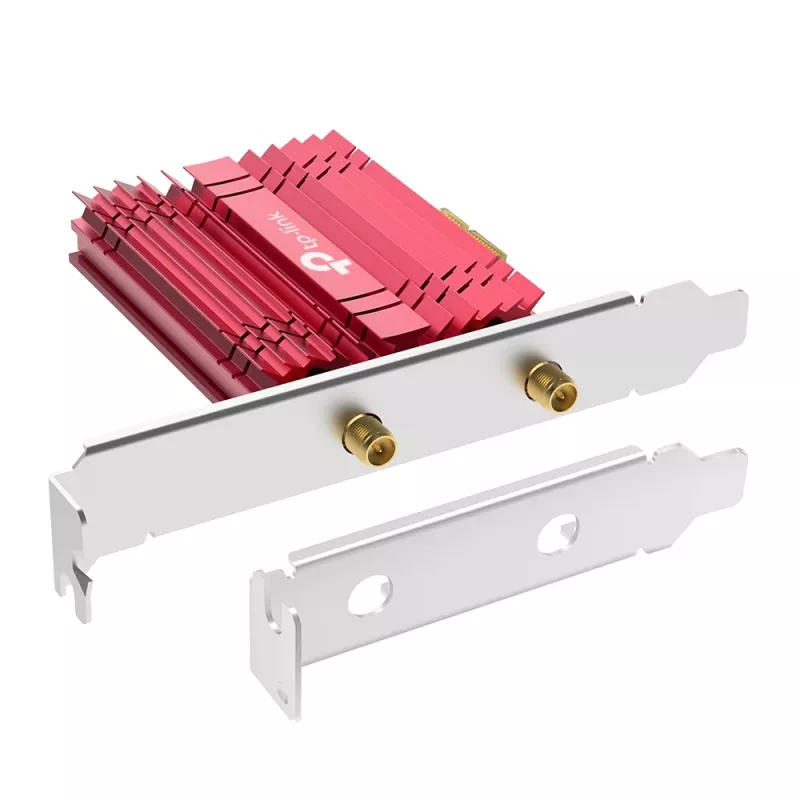 TP-Link AXE5400 Wi-Fi 6E Bluetooth 5.2 PCIe adaptér, interný, bezdrôtový, PCI Express, WLAN / Bluetooth, 5400 Mbit/s, čierna, červená