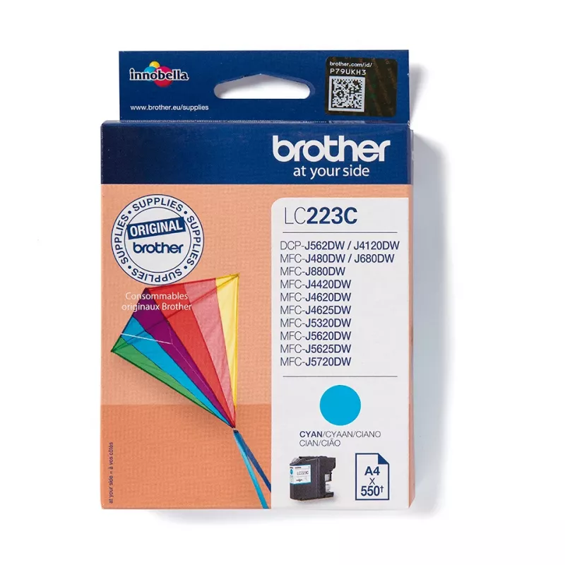 Brother LC223C atramentová kazeta, 1 ks, originál, azúrová