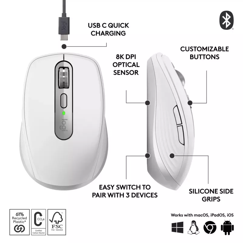 Myš Logitech MX Anywhere 3S RF Wireless + Bluetooth