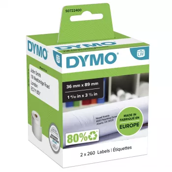 DYMO Authentic LabelWriter veľké adresné etikety | 36 mm x 89 mm | samolepiace | 2 rolky po 260 (520 Easy-Peel etikiet) | pre tlačiareň etikiet LabelWriter | vyrobené v Európe