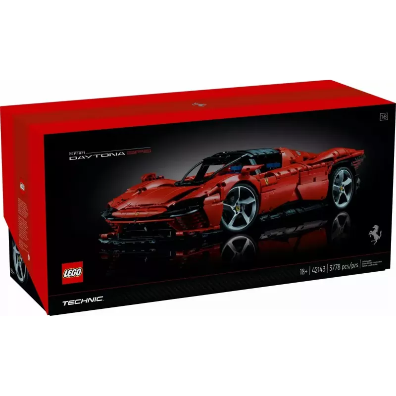 LEGO Technic stavebnica Ferrari Daytona SP3 v mierke 1:8, 3 778 dielov, červená, 6,99 kg