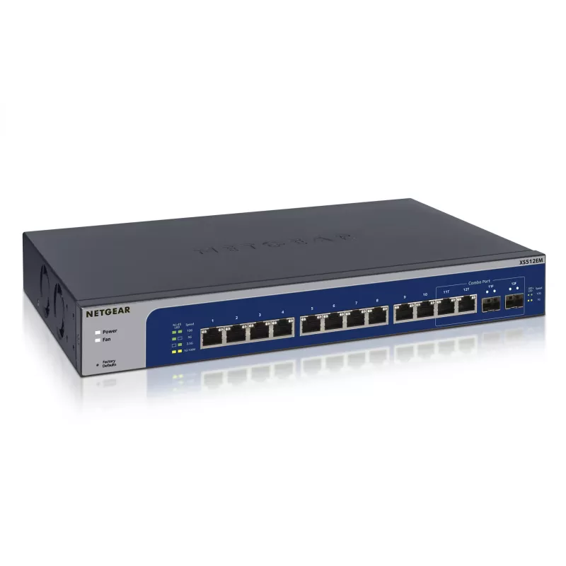 NETGEAR XS512EM Managed L2 10G Ethernet (100/1000/10000) 1U modrá, sivá