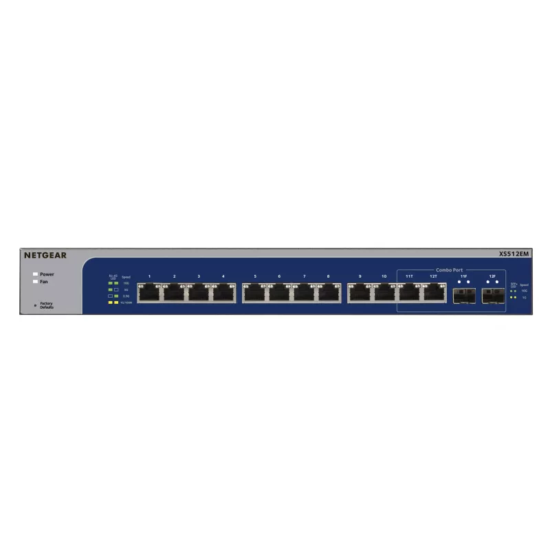 NETGEAR XS512EM Managed L2 10G Ethernet (100/1000/10000) 1U modrá, sivá