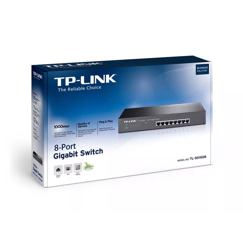 Nespravovaný switch TP-Link TL-SG1008, 8-portový Gigabit Ethernet, 16 Gbit/s
