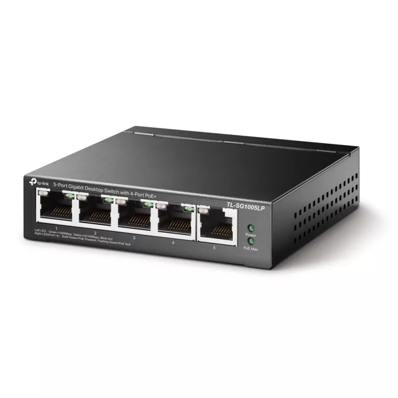 TP-Link TL-SG1005LP sieťový switch nespravovaný Gigabit Ethernet (10/100/1000) Power over Ethernet (PoE) čierny
