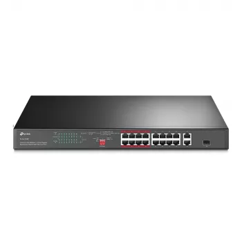 TP-Link 16-portový 10/100 Mbps + 2-portový Gigabit rackový PoE switch so 16-portovým PoE+