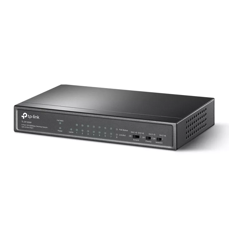 TP-Link 9-portový 10/100Mbps stolný switch s 8-portovým PoE+