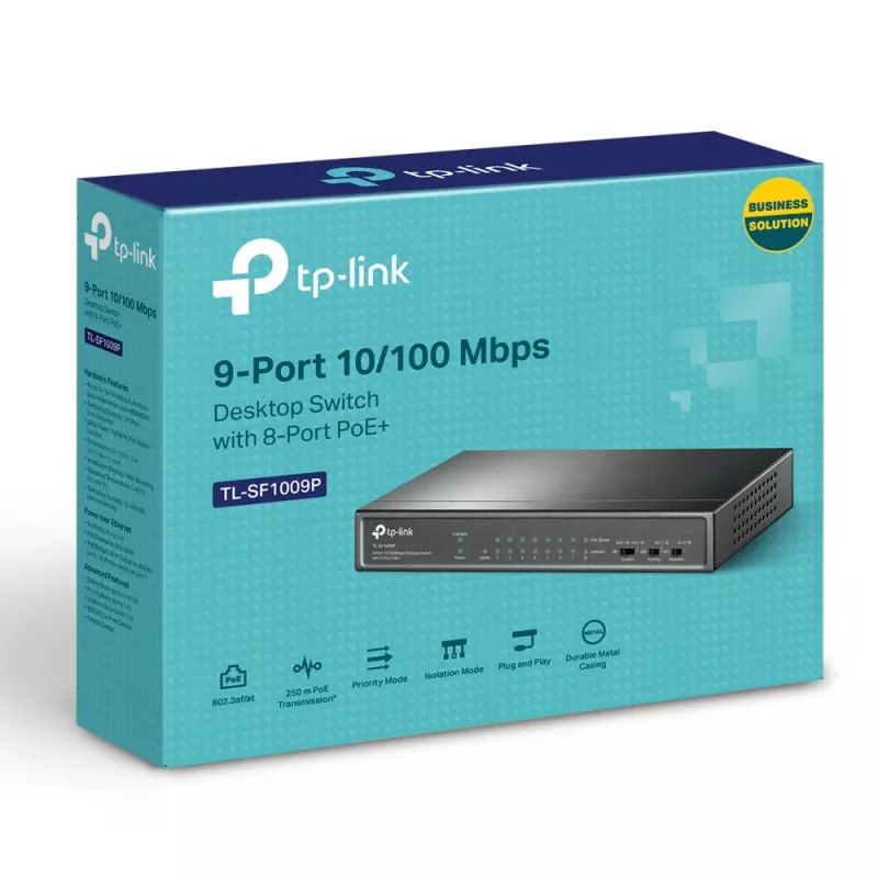 TP-Link 9-portový 10/100Mbps stolný switch s 8-portovým PoE+