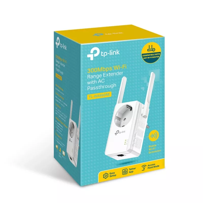 TP-Link TL-WA860RE N300 Wi-Fi opakovač signálu s prechodovou zásuvkou AC