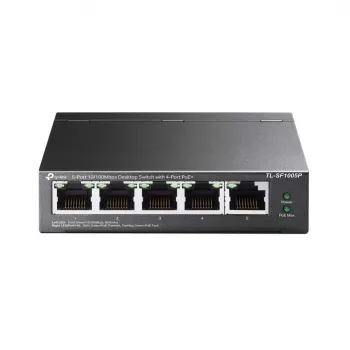TP-Link 5-portový 10/100Mbps stolný PoE switch so 4 portmi, nespravovaný, Fast Ethernet (10/100), plný duplex, Power over Ethernet (PoE)