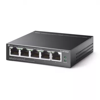TP-Link 5-portový 10/100Mbps stolný PoE switch so 4 portmi, nespravovaný, Fast Ethernet (10/100), plný duplex, Power over Ethernet (PoE)