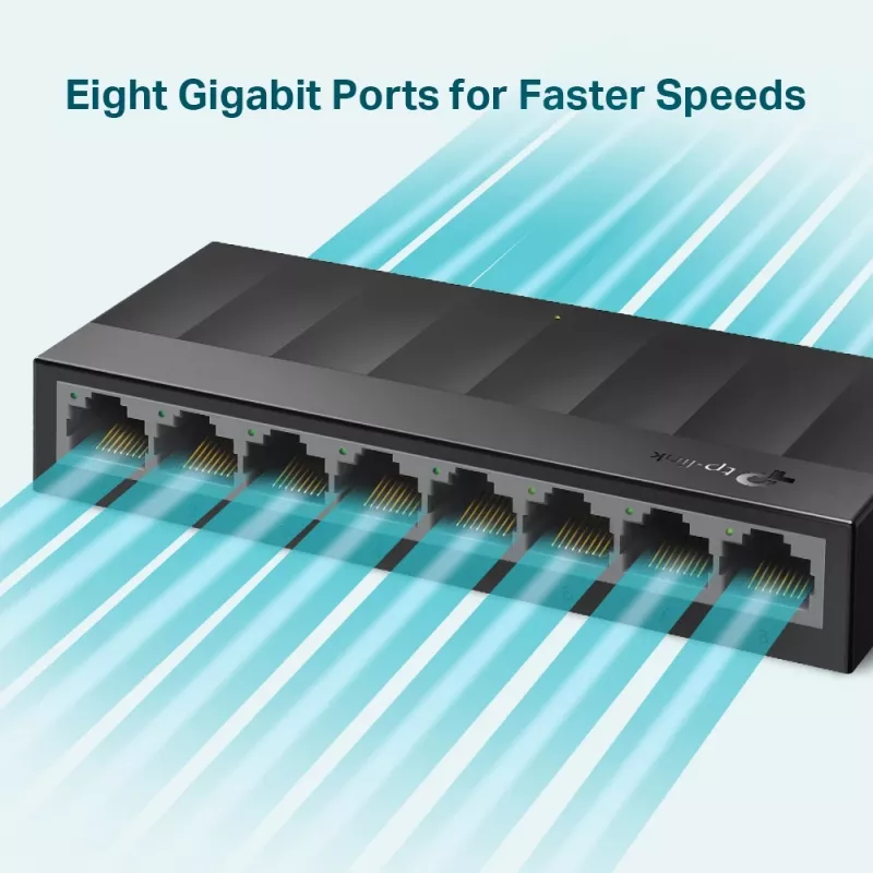 TP-Link 8-portový 10/100/1000Mbps stolný sieťový switch, nespravovaný, Gigabit Ethernet (10/100/1000), na stenu