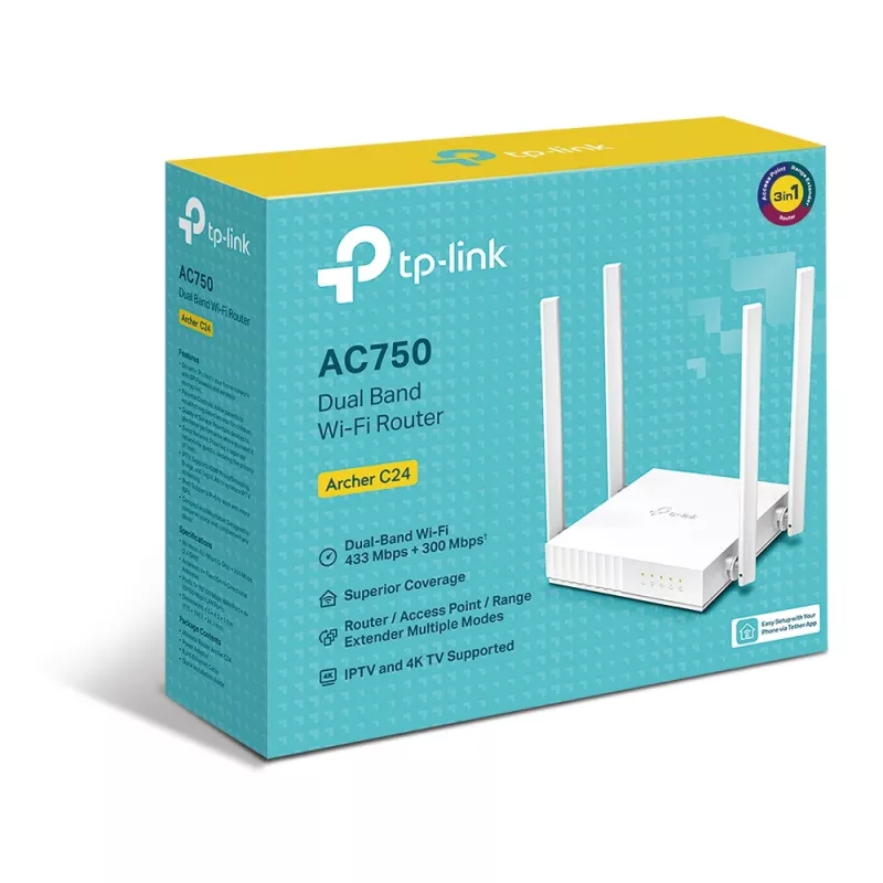 TP-Link ARCHER C24 WLAN router Fast Ethernet dvojpásmový (2,4 GHz / 5 GHz) biely