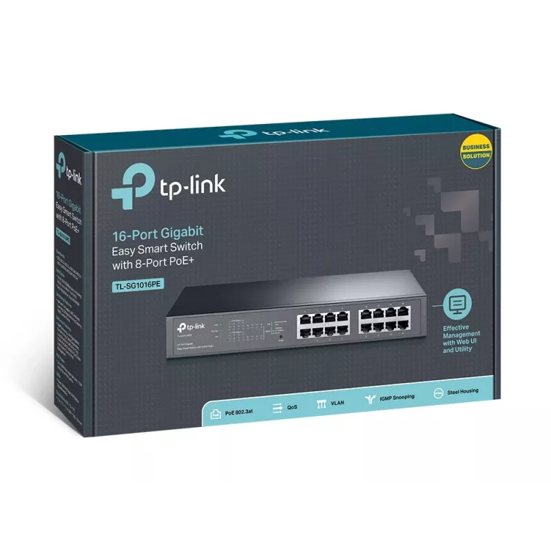 Riadený switch TP-Link TL-SG1016PE 16-portový Gigabit s 8-portovým PoE+