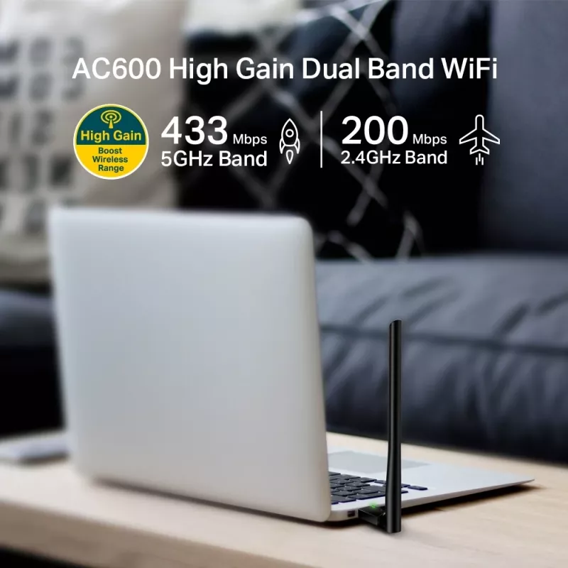 Wireless USB WiFi adaptér TP-Link AC600 High Gain ARCHER T2U PLUS
