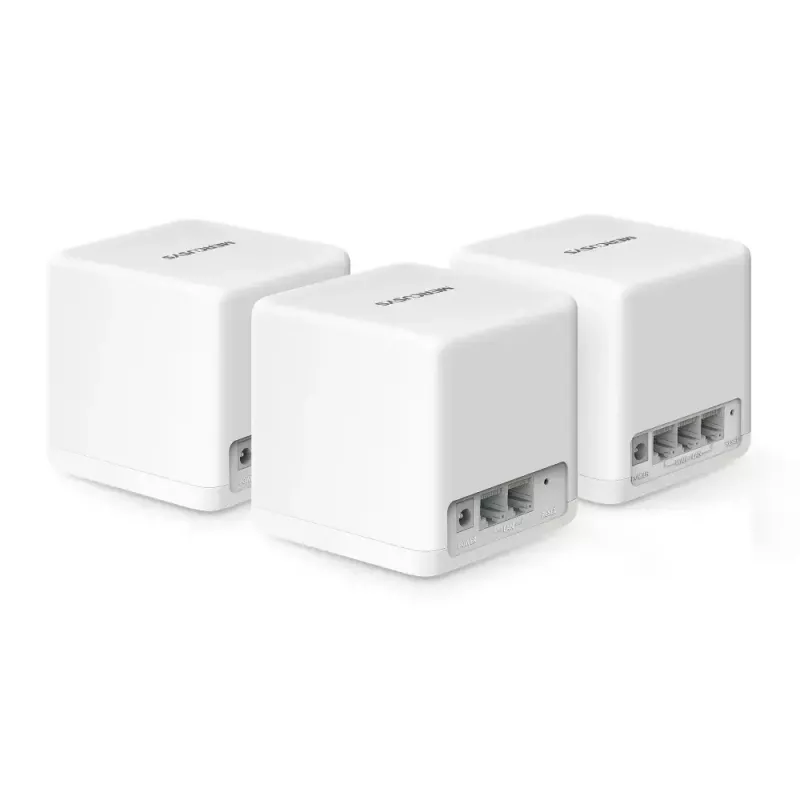 Mesh systém MERCUSYS Halo H60X (balenie 3 ks) — dvojpásmový Wi‑Fi 6, až do 1500 Mbit/s, pokrytie 550 m², 2× LAN porty