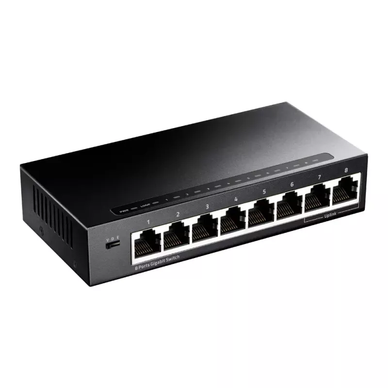 Sieťový switch Cudy GS108 — 8-portový Gigabit Ethernet (10/100/1000), čierna, 16 Gbit/s switching kapacita