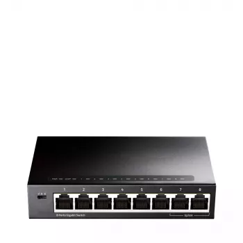 Sieťový switch Cudy GS108 — 8-portový Gigabit Ethernet (10/100/1000), čierna, 16 Gbit/s switching kapacita