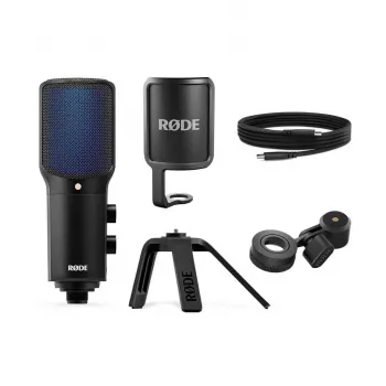 Kondenzátorový USB PC mikrofón RØDE NT-USB+ — kardioidná charakteristika, 24 bit/48 kHz, 20–20000 Hz, 3,5 mm výstup na slúchadlá, USB-C, čierny