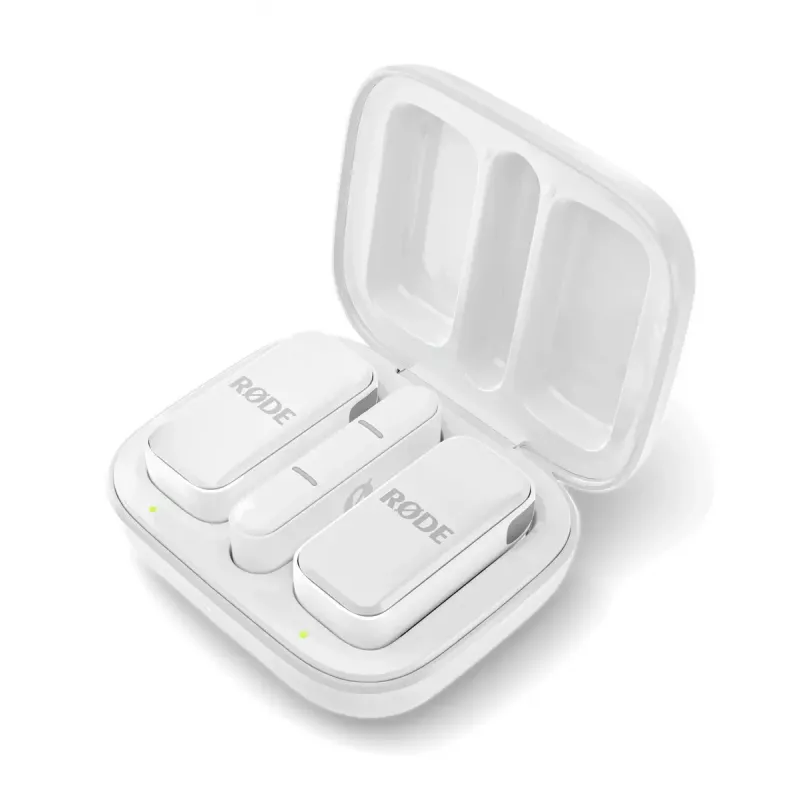 Pripínací mikrofón RØDE Wireless Micro — bezdrôtový USB lavalier, 20–20000 Hz, 24-bit, 100 m dosah, biely