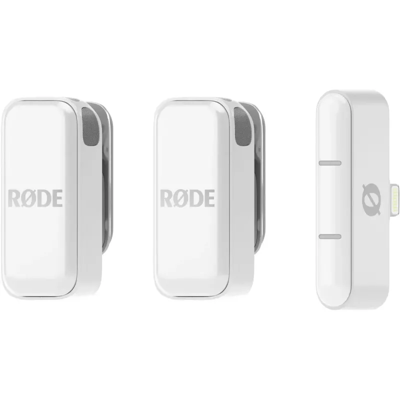 Bezdrôtový mikrofónový systém Rode Wireless Micro Lightning – omnidirekcionálny, 48 kHz/24-bit, výdrž batérie 7 h, dosah 100 m, biely