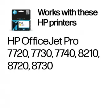 HP 953 žltá originálna atramentová kazeta, žltá, 1 ks, 630 strán