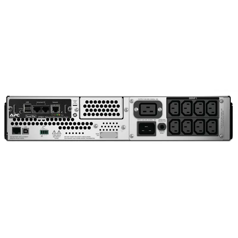 APC Smart-UPS, Line Interactive, 2200VA, Rackmount 2U, 230V, 8x IEC C13+2x IEC C19 výstupy, sieťová karta, AVR, LCD