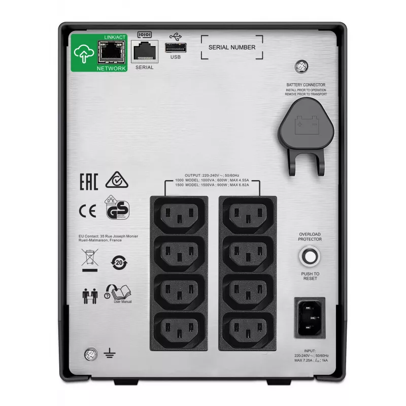 APC Smart-UPS SMC1500IC - 8x C13, USB, SmartConnect, 1500VA, Line-Interactive, 1,5 kVA, 900 W, sínus, 170 V, 300 V