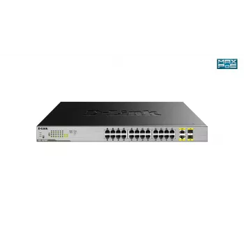 D-Link 24-portový desktopový Gigabit Unmanaged PoE switch s 2 x 100/1000Mbps Combo portmi