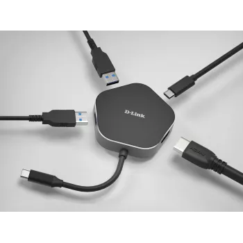 D-Link 4-in-1 USB-C hub s HDMI a Power Delivery