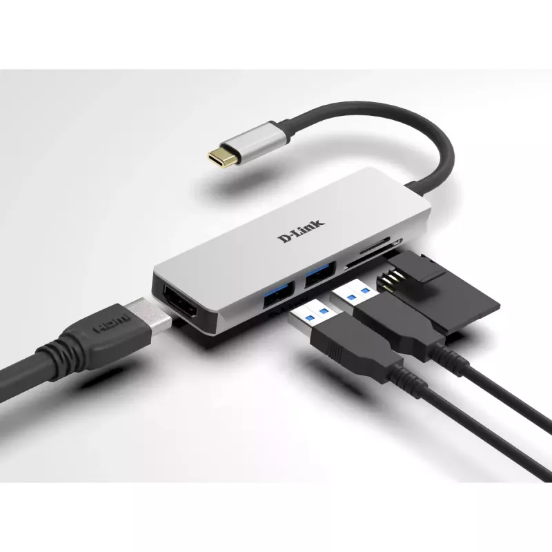 D-Link 5-in-1 USB-C hub s HDMI a čítačkou SD/microSD kariet