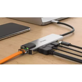 D-Link 5-in-1 USB-C hub s HDMI/Ethernet a Power Delivery