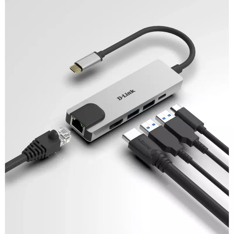 D-Link 5-in-1 USB-C hub s HDMI/Ethernet a Power Delivery