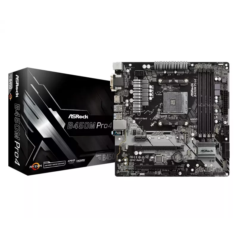Základná doska ASRock B450M PRO4 AMD B450 Socket AM4 micro ATX
