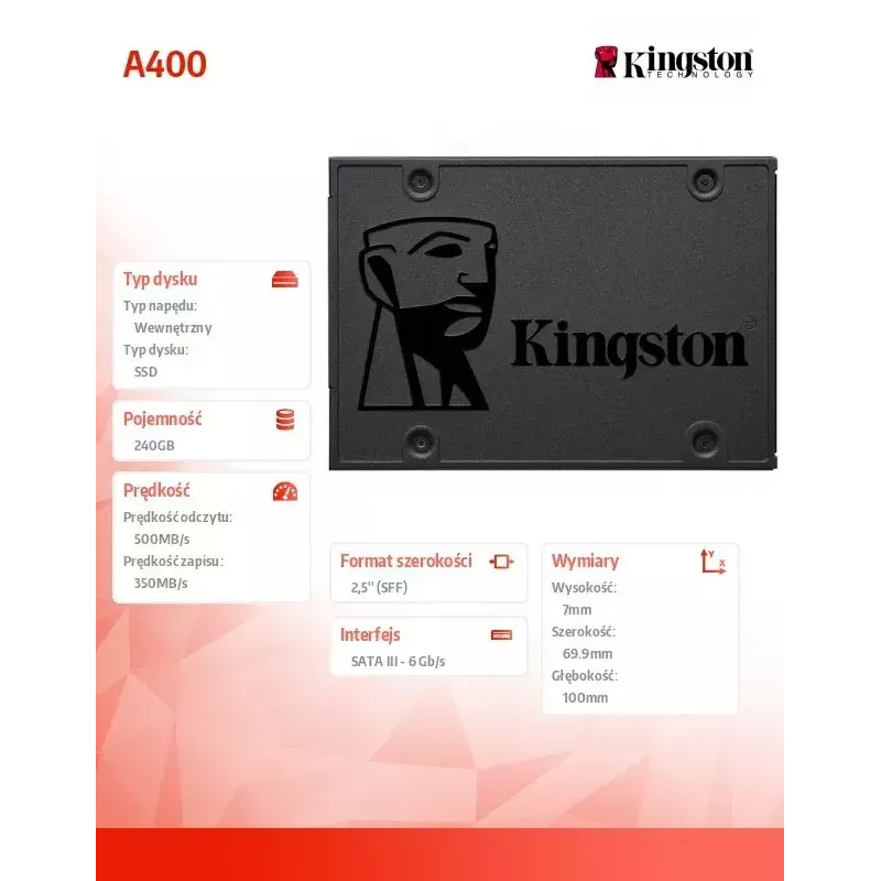 Kingston 240GB A400 SATA 3 2,5 palca interný SSD SA400S37/240G