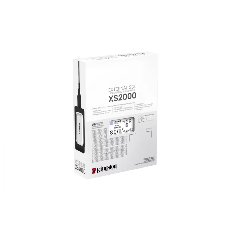 Kingston Technology 2000G PORTABLE SSD XS2000, 2 TB, USB Type-C, 3.2 Gen 2 (3.1 Gen 2), 2000 MB/s, čierna, strieborná