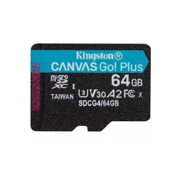 Kingston Technology 64GB microSDXC Canvas Go Plus Gen4 200MB/s A2 U3 V30 karta + adaptér
