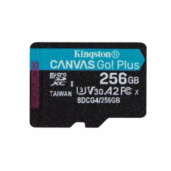 Kingston Technology 256GB microSDXC Canvas Go Plus Gen4 200MB/s A2 U3 V30 karta + adaptér